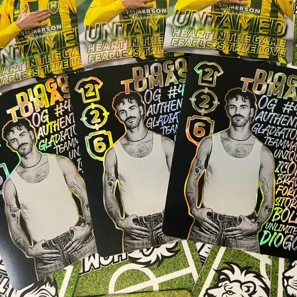 Three Diogo Tomas OG45 spotfoil cards from Home Team Heroes with gladiator-themed artwork ADO Den Haag.