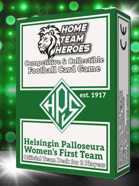 Football card game Team Deck box for 2 players featuring HPS Helsinki with 40 player cards, event cards, and special foil cards included