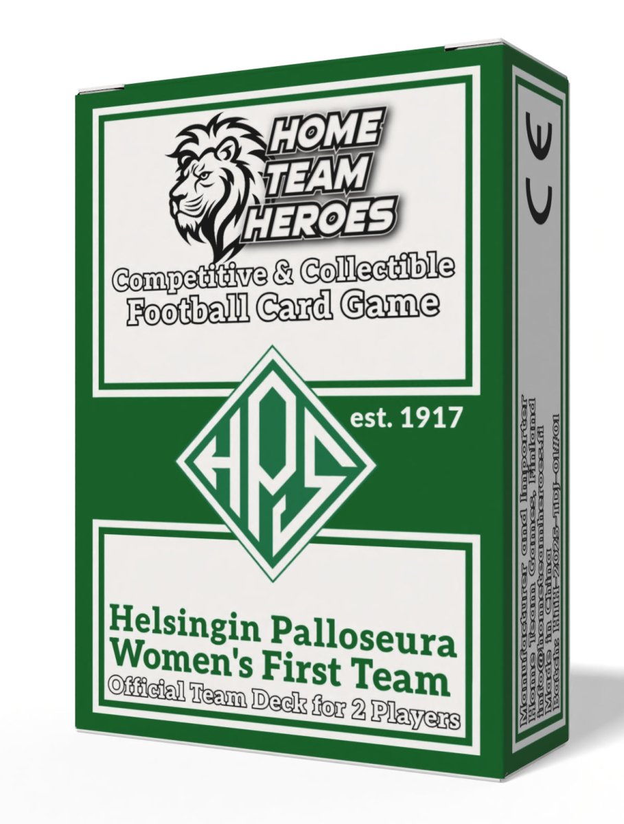 HPS Women’s team deck retail box in green, part of Home Team Heroes two-player football card game.