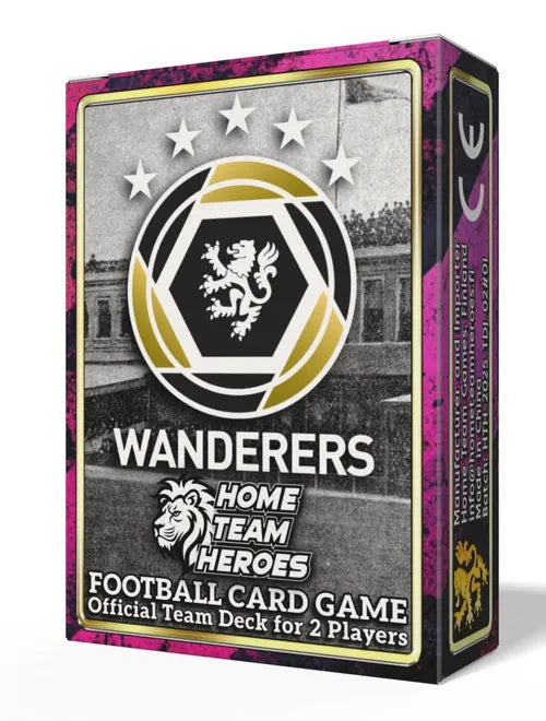 Wanderers FC team deck retail box with black-and-gold lion crest for two-player football card game.