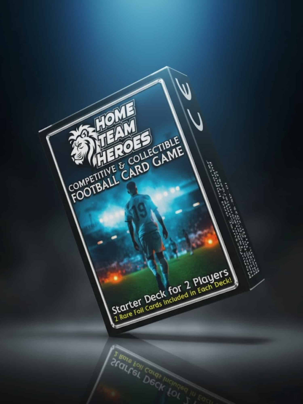 Competitive and collectible football card game Starter Deck for 2 players with rare foil cards included and atmospheric stadium imagery