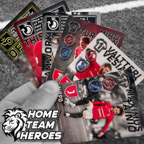 Collectible football game cards featuring real Jippo Joensuu players with authentic photos and tactical stats displayed on pitch