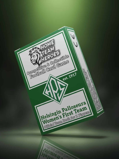 Football card game Team Deck box for 2 players featuring HPS Helsinki with 40 player cards, event cards, and special foil cards included