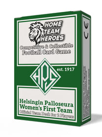 HPS Women’s team deck retail box in green, part of Home Team Heroes two-player football card game.
