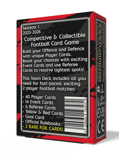 Back of Home Team Heroes Jippo Joensuu Team Deck, collectible football trading card game with real team football cards and 2 rare foils.