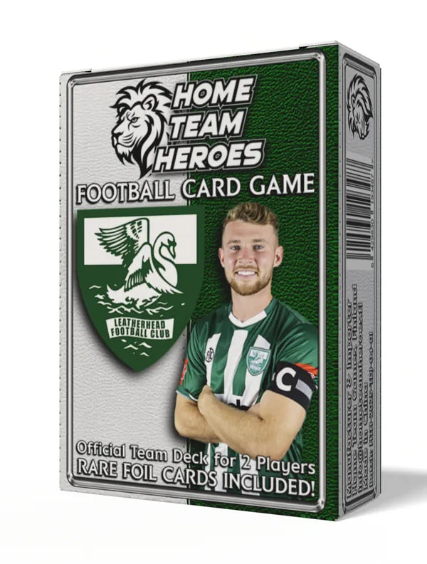 Leatherhead FC Team Deck box - Home Team Heroes football card game featuring official Leatherhead FC Football Club players, 2-player game with collectible football cards and rare foil cards included.