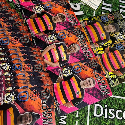 Close-up of Wanderers FC player cards including Pete Harris and Deshaan Ferreira from the Team Deck.